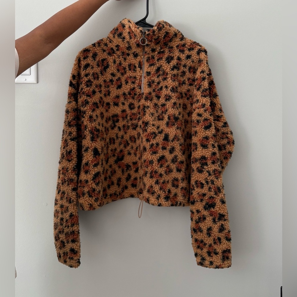 SO Brown and Black Teddy Jacket Cozy Animal Print